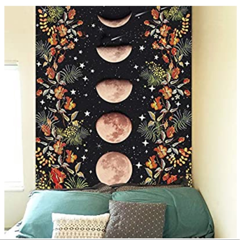 Moonlit Garden Tapestry, Moon Phase Tapestries new - Picture 4 of 4